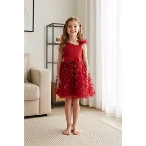 Maroon Tulle Overlay Easter Pagent Church Party Butterfly Dress Size 3T